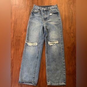 SHEIN Women's Distressed Blue Flare Jeans